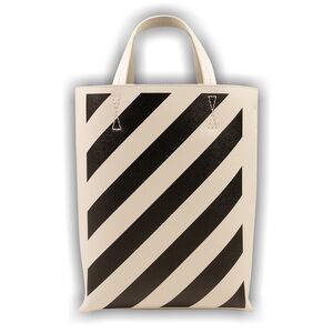 Off White White and Black Diag Tote Bag